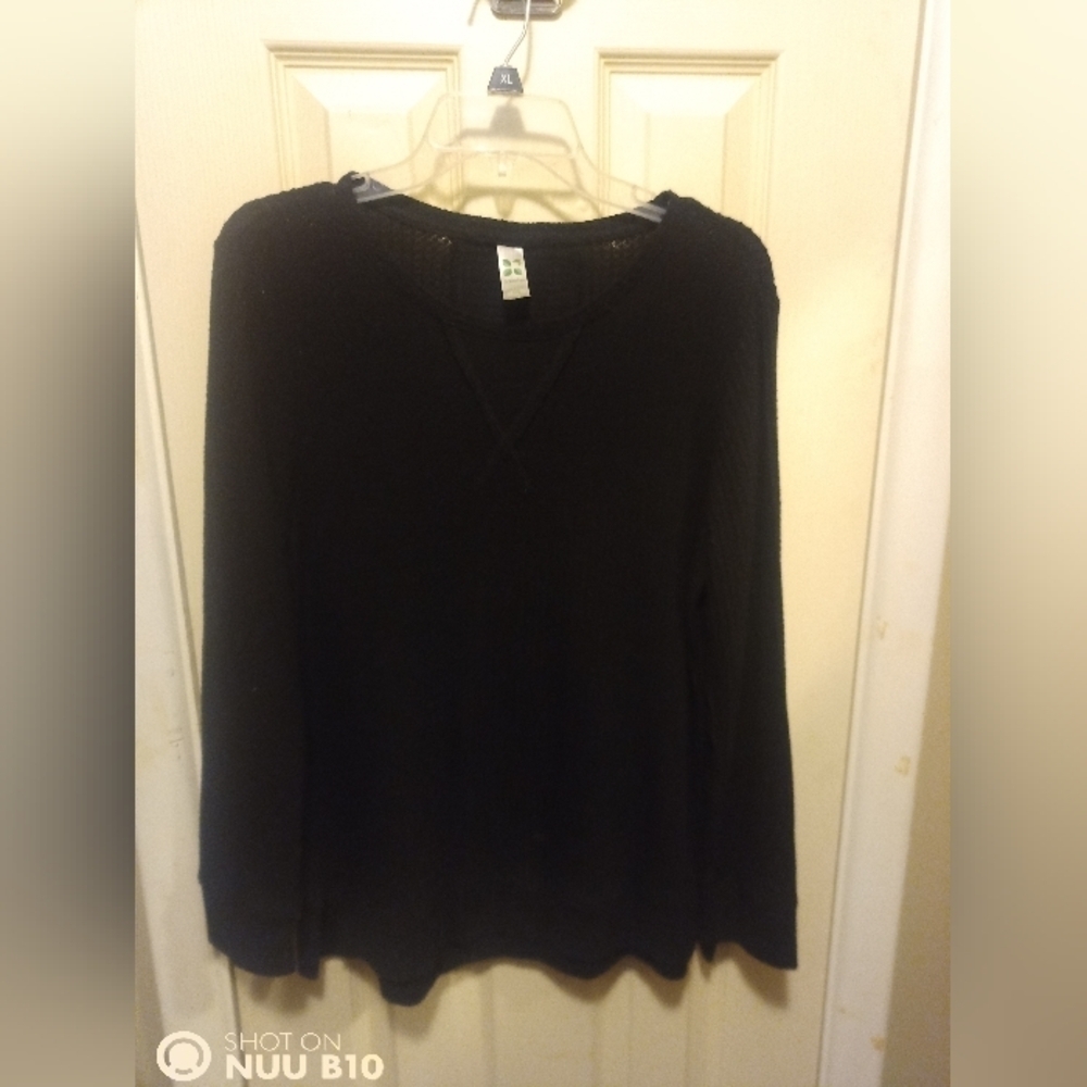 Green Tea Long Sleeve Waffle Shirt Size Large